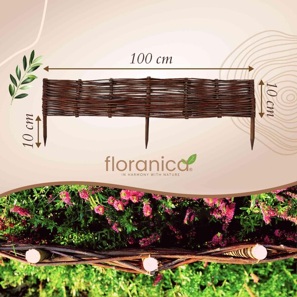Floranica 10 kusů Vrbový plot 10 cm x 100 cm – Zahradní plot z vrbového proutí Palisáda Přírodní oplocení Ohraničení záhonu