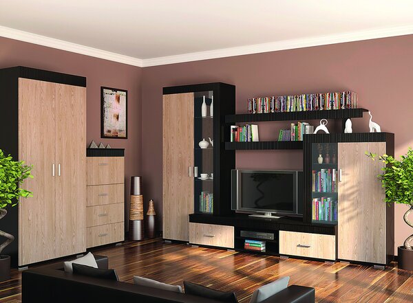 Nabbi Barová skříňka Mils CH-B - dub rodos / wenge magic