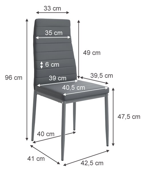 Židle jídelny Vicco Grand Šedá 42.5 x 48 cm Sada 4 kusů, Model 40741