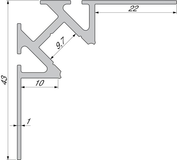 IMPR 975341 Profil EV-01-08 mezi dlaždice vnitřní roh pro 8-9,3mm LED pásek elox.hliník 2,5m - DEKOLIGHT