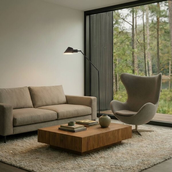 Lindby Stojací lampa Corali, černá, kov, výška 176,5 cm, Černá, Obývací pokoj / jídelna, kov, Moderní