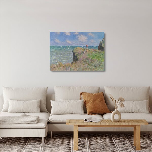 Skleněný obraz - Claude Monet, Cliff Walk at Pourville, reprodukce (70x50 cm)