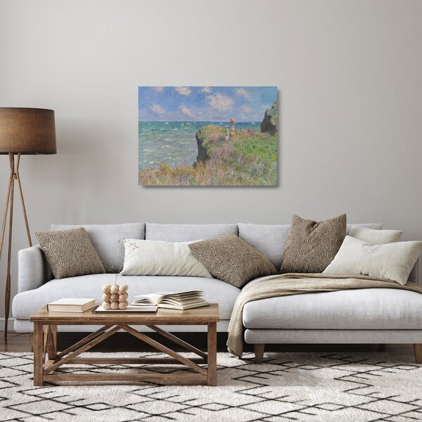 Skleněný obraz - Claude Monet, Cliff Walk at Pourville, reprodukce (70x50 cm)