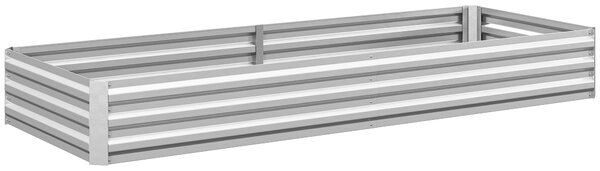 Outsunny Vyvýšený Zahradní Záhon pro Venkovní Použití, Pozinkovaný Ocelový Truhlík na Květiny a Zeleninu, pro Zahradu a Balkon, 241x90.5x30 cm, Stříbr