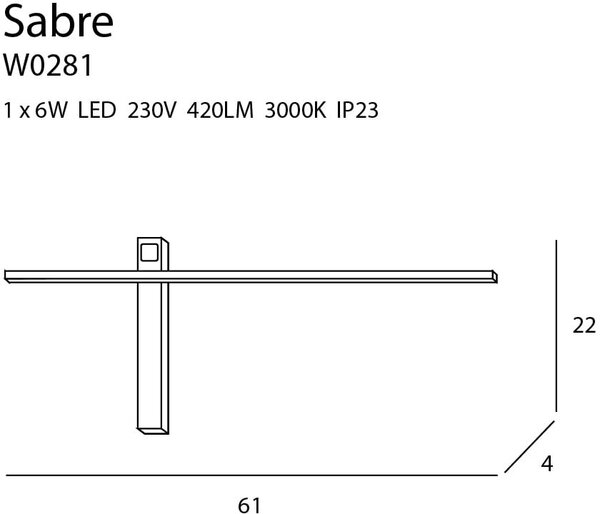 MaxLight Sabre nástěnné svítidlo 1x6 W černá W0281