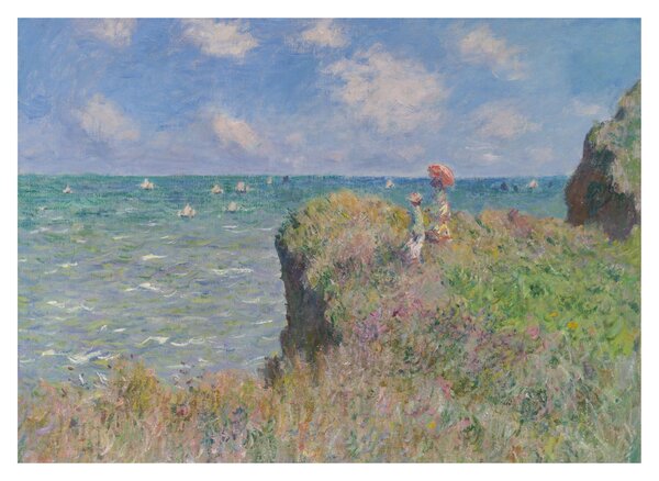 Skleněný obraz - Claude Monet, Cliff Walk at Pourville, reprodukce (70x50 cm)