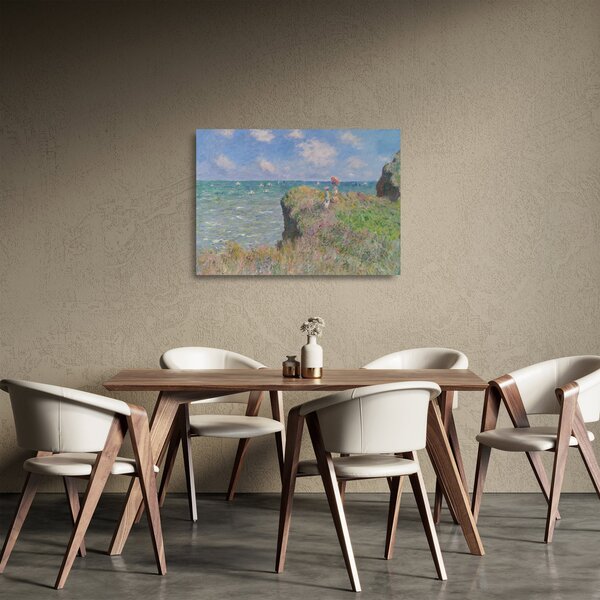 Skleněný obraz - Claude Monet, Cliff Walk at Pourville, reprodukce (70x50 cm)