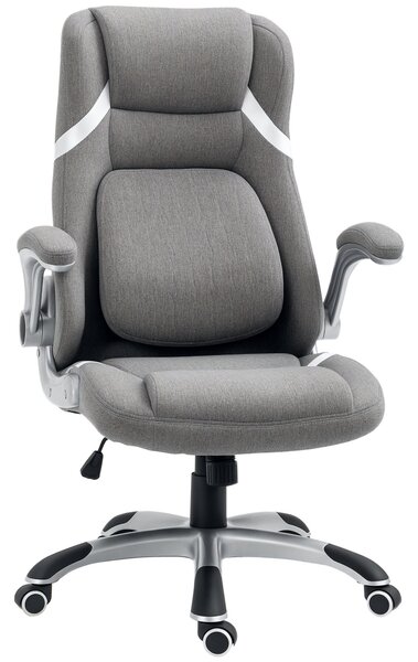 Vinsetto Ergonomická kancelářská židle s skládacími opěrkami a opěrkou hlavy, otočná pracovní židle s bederní oporou, výškově nastavitelná a s funkcí