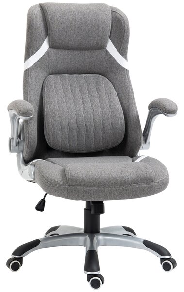 Vinsetto Ergonomická kancelářská židle s skládacími opěrkami a opěrkou hlavy, otočná pracovní židle s bederní oporou, výškově nastavitelná a s funkcí