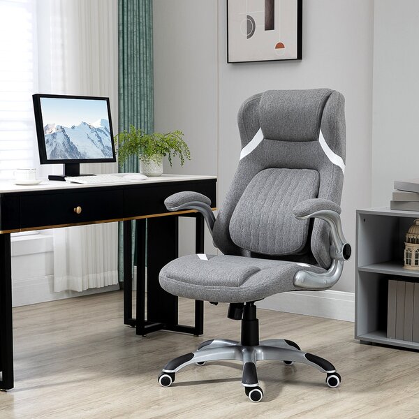 Vinsetto Ergonomická kancelářská židle s skládacími opěrkami a opěrkou hlavy, otočná pracovní židle s bederní oporou, výškově nastavitelná a s funkcí