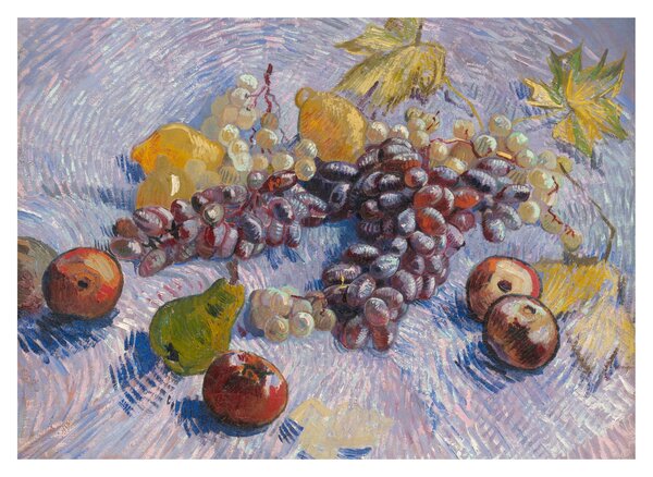 Skleněný obraz - Vincent van Gogh, Grapes, Lemons, Pears, and Apples, reprodukce (70x50 cm)