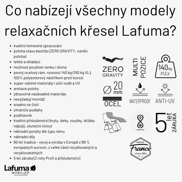 Relaxační křeslo Lafuma EVOLUTION BeComfort šedá Silver