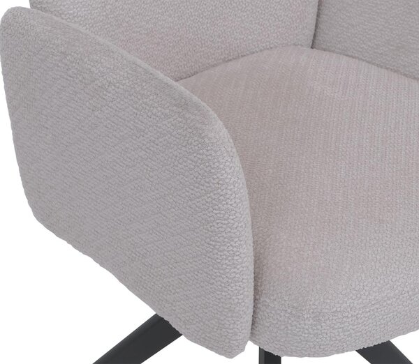 Sada 2 jídelních židlí HWC-N11, židle, otočná, automatické vracení látka bouclé 350g/m² Oeko-Tex světle šedá, tmavě šedé nohy