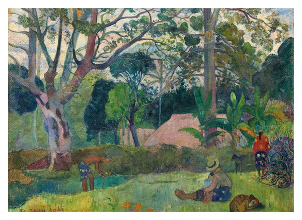 Skleněný obraz - Paul Gauguin, Te raau rahi (The Big Tree), reprodukce (70x50 cm)