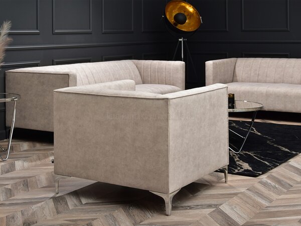 Relaxační křeslo Rotundas (písková + chrom). Akce -10%