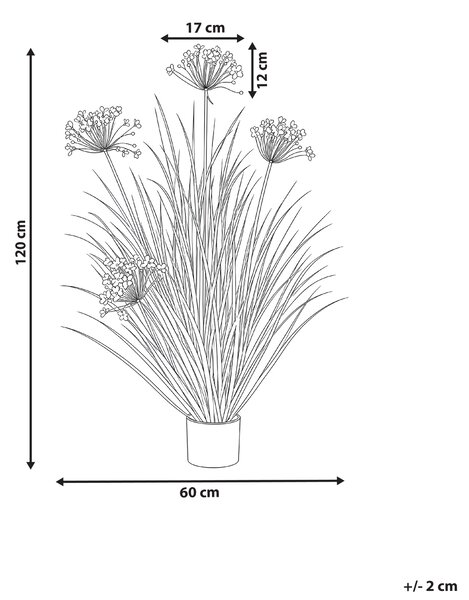 Umělá rostlina ONION GRASS 120 cm Bílá