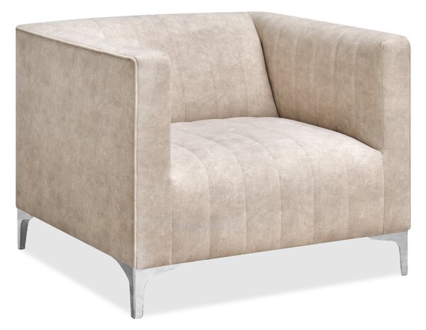 Relaxační křeslo Rotundas (písková + chrom). Akce -10%