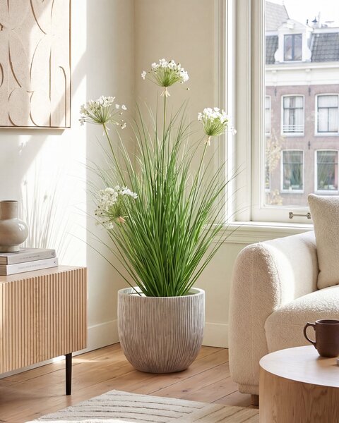 Umělá rostlina ONION GRASS 120 cm Bílá