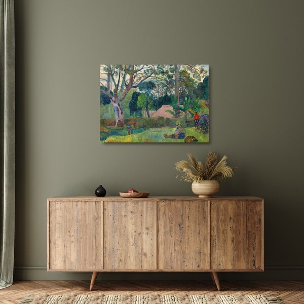 Skleněný obraz - Paul Gauguin, Te raau rahi (The Big Tree), reprodukce (70x50 cm)