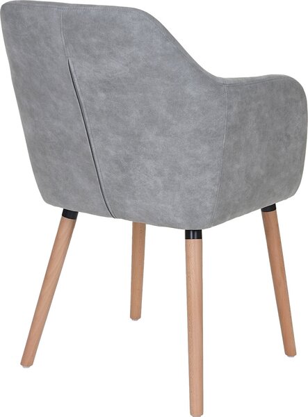 Jídelní židle Malmö T381, židle kuchyňská židle, retro design 50. let textil, vintage betonová šedá, světlé nohy