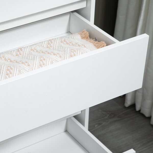 HOMCOM 5-Drawer Dřevěný Komoda s 5 Šuplíky, Komoda do Ložnice s Mechanismem proti Převisnutí, 80x40x109 cm, Bílá a dub | Aosom