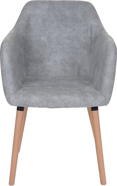 Jídelní židle Malmö T381, židle kuchyňská židle, retro design 50. let textil, vintage betonová šedá, světlé nohy