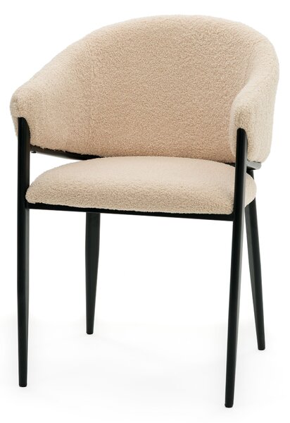 Jídelní židle NEW HOME GLAMOUR Čalouněná obývací židle z látky buklé s područkami - tmavě béžová - Moderní nábytek Teddy