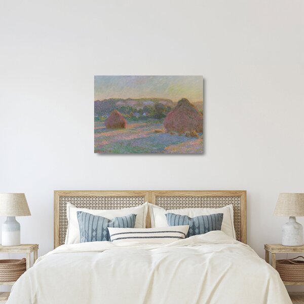 Skleněný obraz - Claude Monet, Stacks of Wheat (End of Summer), reprodukce (70x50 cm)