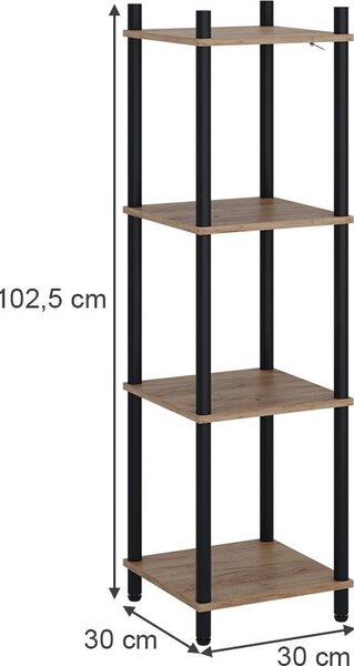 Rohová police Vicco Bivio Zlatý dub power/antracit 30 x 102.5 cm 4 police, Model 57481