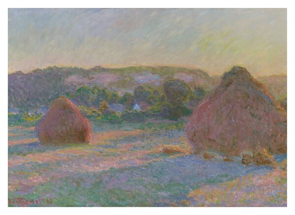 Skleněný obraz - Claude Monet, Stacks of Wheat (End of Summer), reprodukce (70x50 cm)