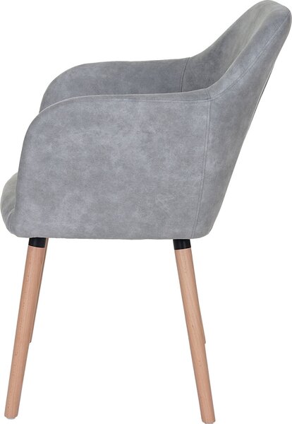 Jídelní židle Malmö T381, židle kuchyňská židle, retro design 50. let textil, vintage betonová šedá, světlé nohy