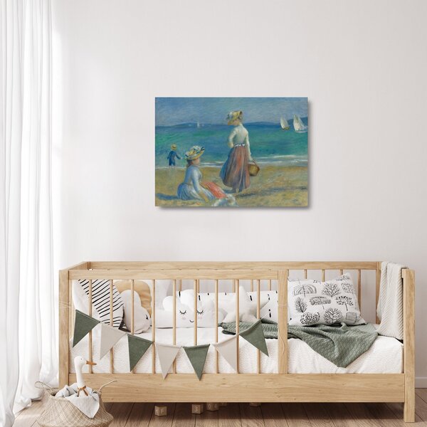 Skleněný obraz - Auguste Renoir, Figures on the Beach, reprodukce (70x50 cm)