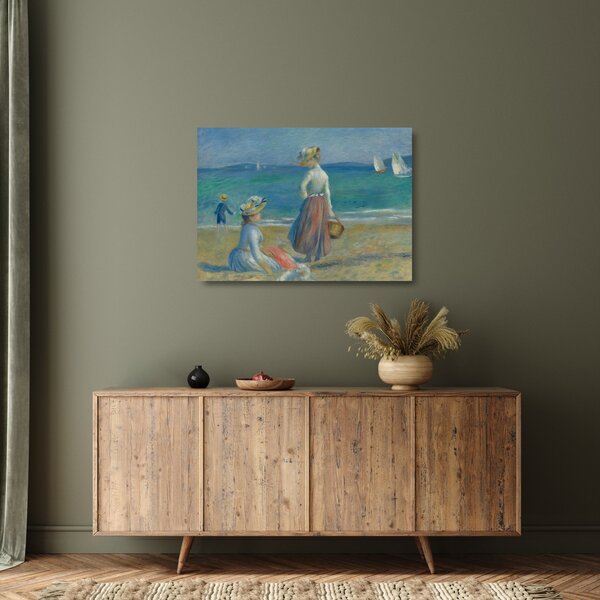 Skleněný obraz - Auguste Renoir, Figures on the Beach, reprodukce (70x50 cm)