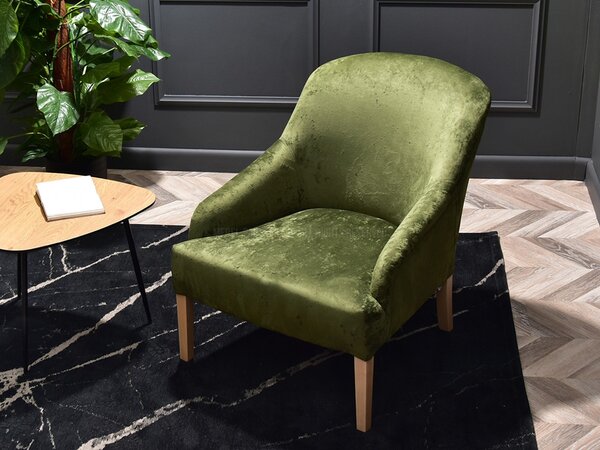 Relaxační křeslo Roseile (zelená + dub). Akce -10%
