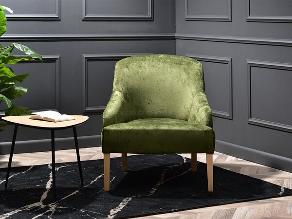 Relaxační křeslo Roseile (zelená + dub). Akce -10%