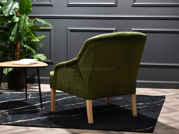 Relaxační křeslo Roseile (zelená + dub). Akce -10%