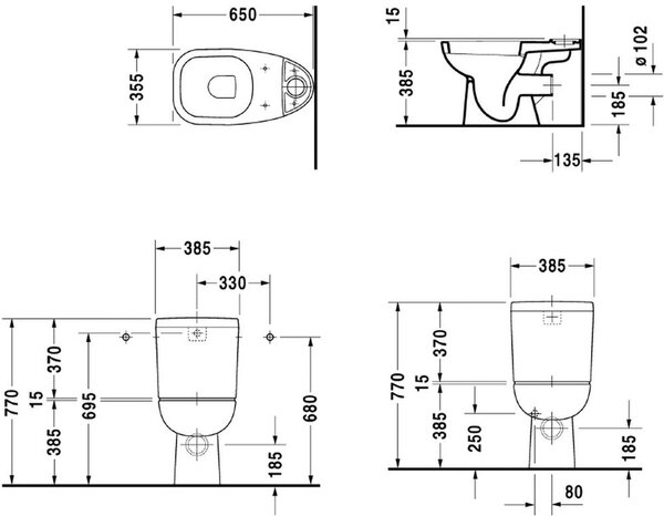 Duravit D-Code kompaktní záchodová mísa bílá 21110900002