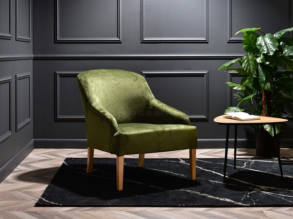 Relaxační křeslo Roseile (zelená + dub). Akce -10%