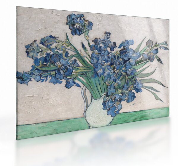 Skleněný obraz - Vincent van Gogh, Irises, reprodukce (70x50 cm)