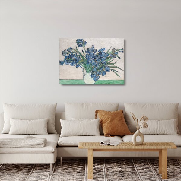 Skleněný obraz - Vincent van Gogh, Irises, reprodukce (70x50 cm)
