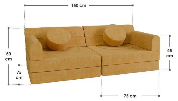 Designová modulární pohovka pro děti 150 cm, hořčicová