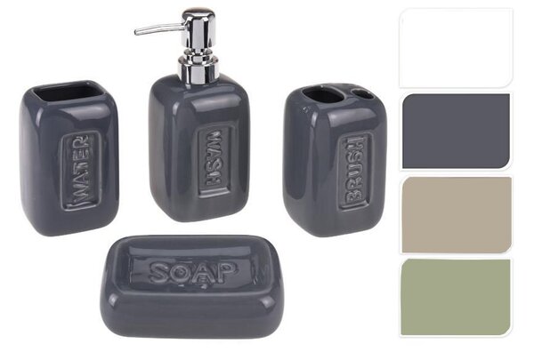 Sada koupelnových doplňků Bathroom Solutions, keramika, 4 kusy, antracit