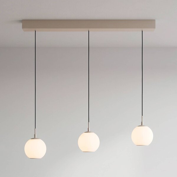 Paul Neuhaus LED závěsné světlo Sandora, písková barva, délka 90 cm, sklo, 3 žárovky, stmívatelný, Krémová / jantar, Obývací pokoj / jídelna, kov, Moderní