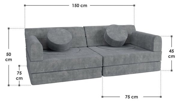 Designová modulární pohovka pro děti 150 cm, šalvějová