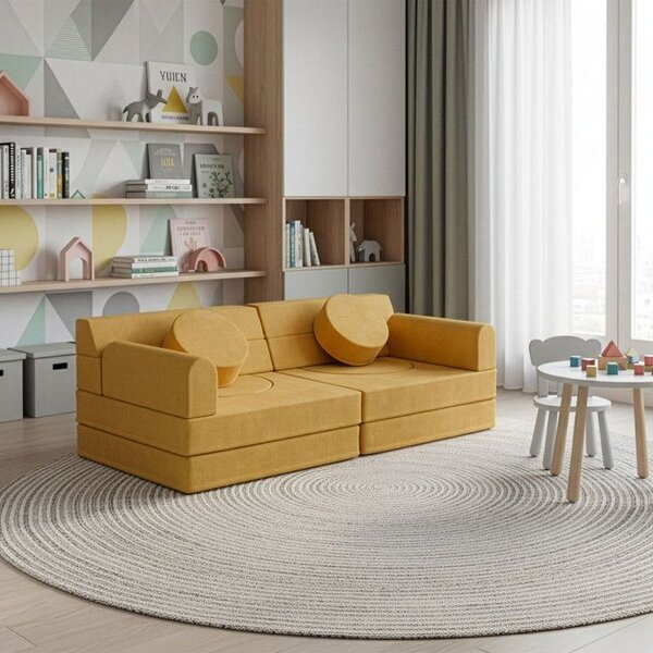 Designová modulární pohovka pro děti 150 cm, hořčicová