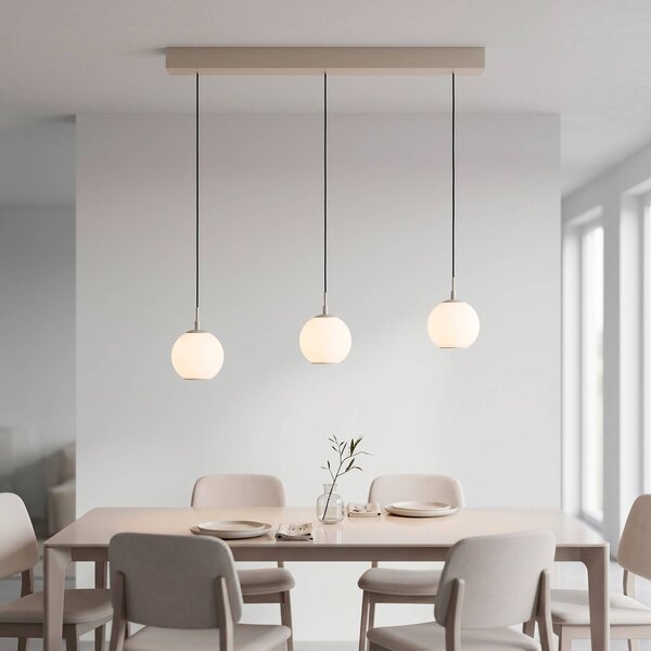Paul Neuhaus LED závěsné světlo Sandora, písková barva, délka 90 cm, sklo, 3 žárovky, stmívatelný, Krémová / jantar, Obývací pokoj / jídelna, kov, Moderní