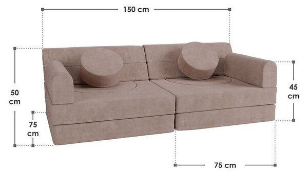 Designová modulární pohovka pro děti 150 cm, pudrová