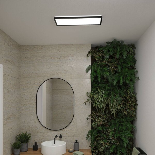 Paulmann LED panel Atria Shine, černý, délka 56 cm, IP44, Černá, Pracovna / kancelář, Plast, Moderní
