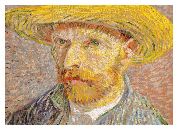 Skleněný obraz - Vincent van Gogh, Self-Portrait with a Straw Hat (The Potato Peeler), reprodukce (70x50 cm)
