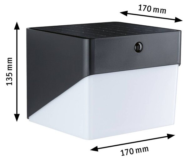 Paulmann Nástěnné světlo LED Lioren, 230 V + Solar, černá, 17 cm, Černá, Plast, Moderní